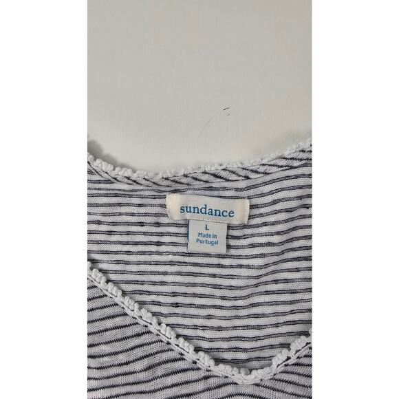 Sundance mariner sz L 100% linen slub striped grey long sleeve blouse EUC casaul - Picture 5 of 8